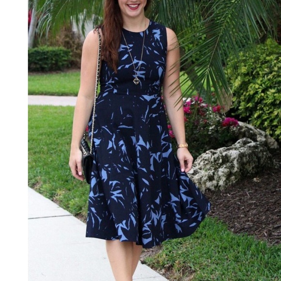 Ann Taylor Blue print Sleeveless Midi dress - Picture 7 of 7